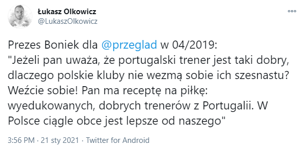 HIT! SŁOWA Bońka na temat portugalskich trenerów z kwietnia 2019! :D